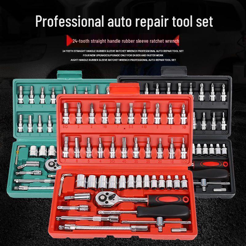 46-Piece Multifunctional Ratchet Wrench Set for Car and Motorcycle Repair