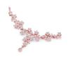 Rose Dazzling Cubic Zirconia Floral Brass Necklace & Earring Set For Women