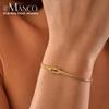 eManco Gold & Silver Stainless Steel Art Deco Knot Slim Snake Chain Bracelet Couple Social Art Jewelry