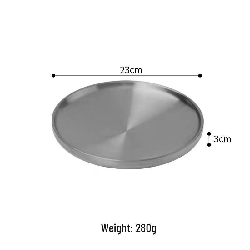 304 Stainless Steel Double-Layer Round Gold Plate for BBQ, Fruits, and Cakes