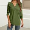 Women's T Shirt Solid Color Button 3/4 Sleeve Daily Weekend Fashion Basic V- Neck Regular Top