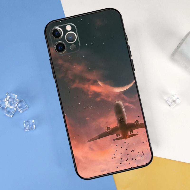Airplane Travel Phone Case For iPhone 16 Pro 15 Pro 11 13 14 Pro Max 12 Mini XR 16 15 Plus 16e Cover Shell