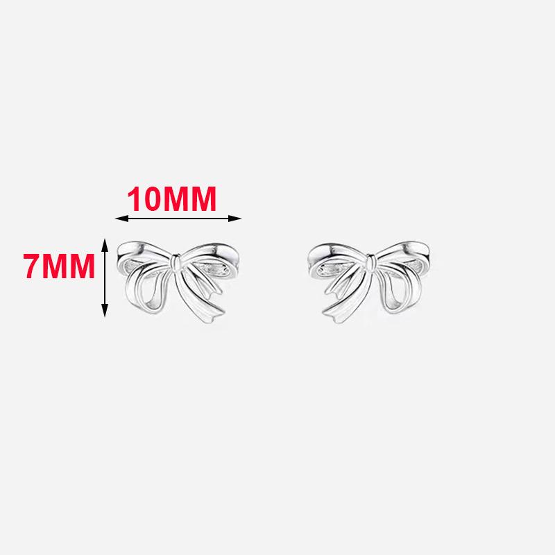 Real 925 Silver Bowknot Bead Screw Mini Stud Earrings For Women Classic Fine Jewelry Light Accessories In Summer