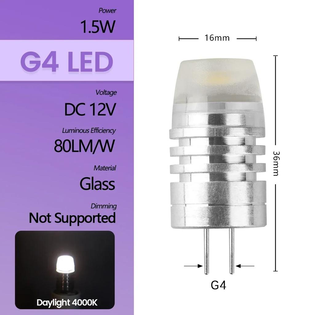 High Light LED MINI G4 AC DC 12V 24V Low Power 1.2W 1.4W 1.5W 2W 3W Efficiency Strobe Free for Crystal Chandelier Kitchen Toilet