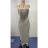 Summer Women's Smocked Temperament Striped Sexy Slim Package Hip Knitted Long Dresses