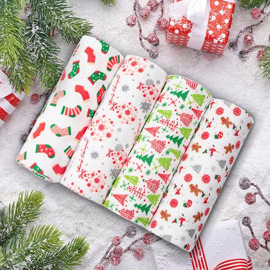 20Pcs Christmas Microfiber Cleaning Cloth Christmas Themed Print Tear-Away Reusable Paper Towel Super Absorbent Cleaning Sheets