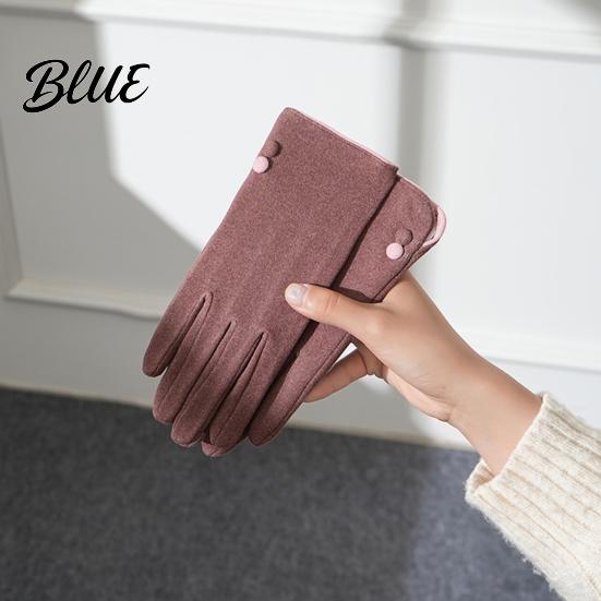Button Wrist Gloves And Warm Weather Touch Women Cold Winter for Screen Soft Velvet Windproof