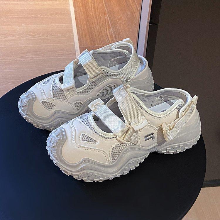 Ugly Cute Thick-soled Bag Head Roman Sandals Women's Summer Wear 2025 New Breathable Hollow Sports Dad Hole Shoes