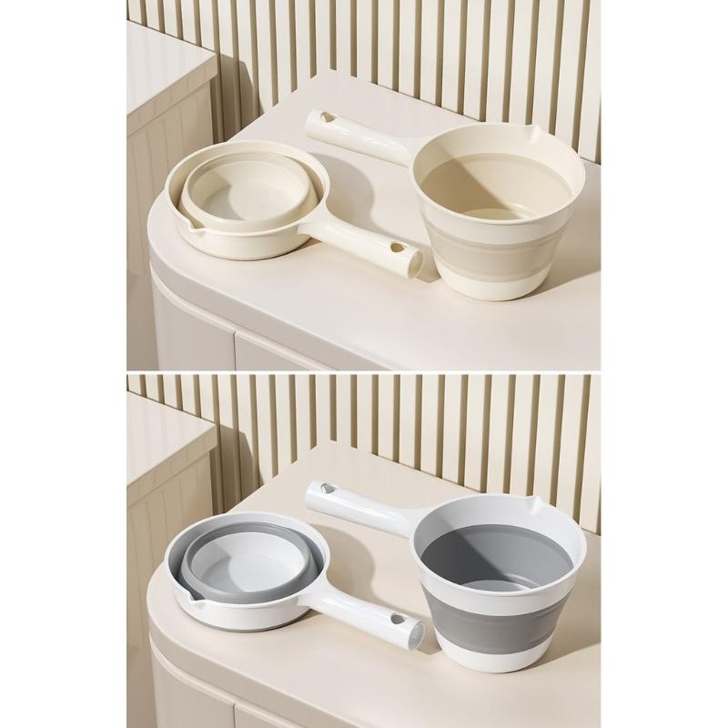 Multipurpose Foldable Water Bucket And Scoops Ladle High Strength PP Construction Easy To Store Outdoor Indoor Use