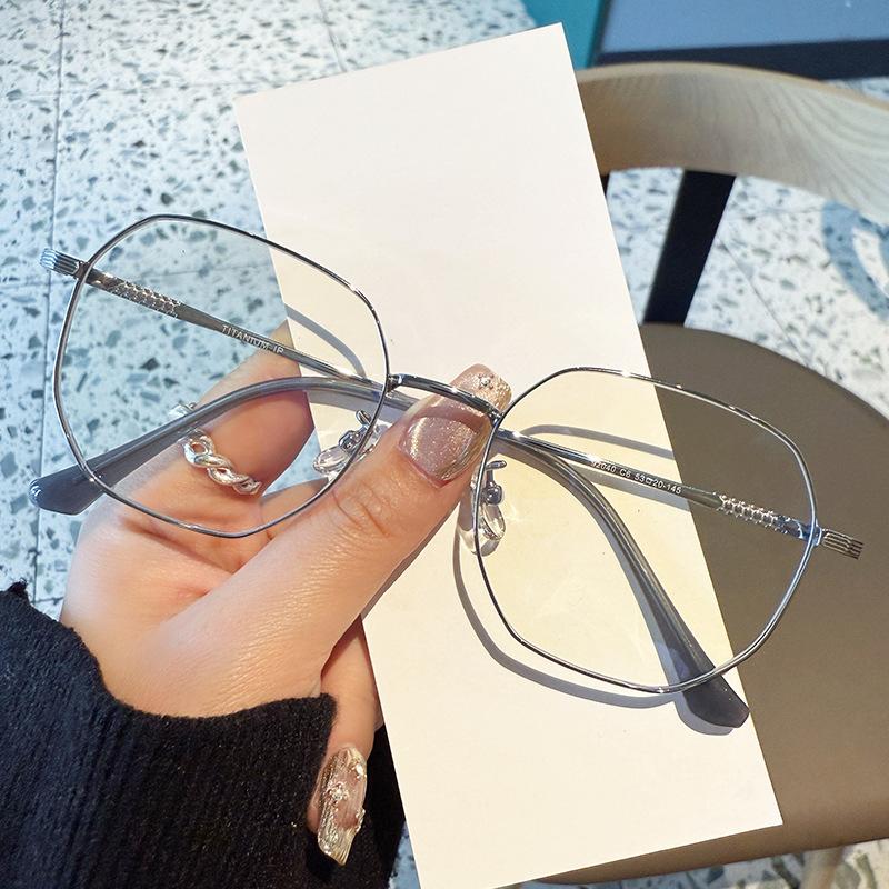 

New Ultra-light Blue Light Blocking Polygonal Glasses Women Prescription Myopia Eyewear -1-1.5-2.0-2.5-3.5 Diopter Original lens 0