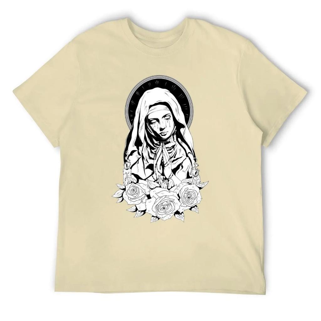 Mother's Day Mary of Jesus Men's T-shirt Round Neck Movement T-shirts Cute Aactivity Competition Casual Eur Size