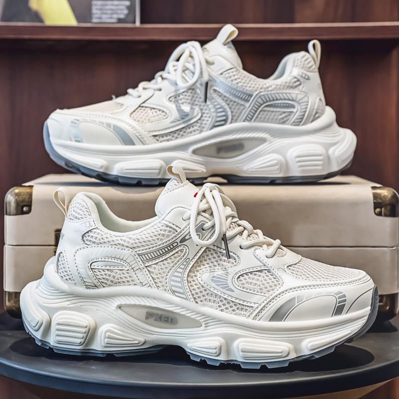 

Новые модные мужские кроссовки Four Seasons с толстой подошвой для студентов и мальчиков, трендовые кроссовки с мягкой подошвой, дышащие, повседневные кроссовки для бега 44 бежевый