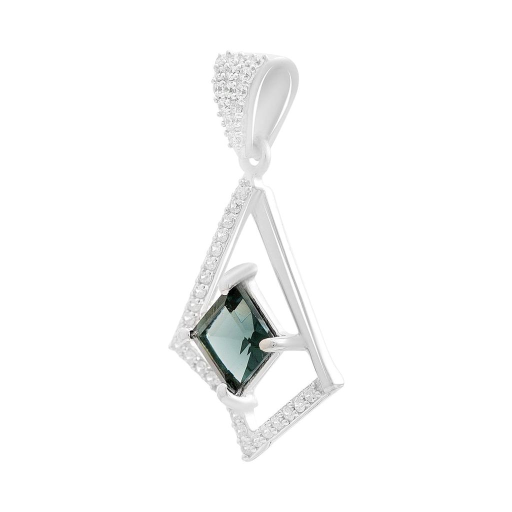 Pendentif en argent avec topaze London Blue 1.339ct, zircons (2204893)