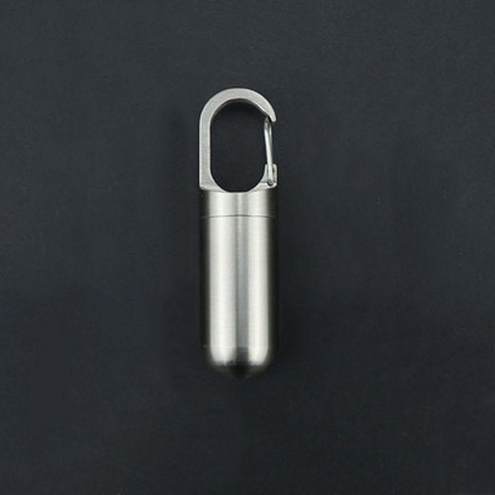 Key Ring Stainless Steel Travel Pill Case Medicine Pill Box Capsules Organizer Granule Storage Box