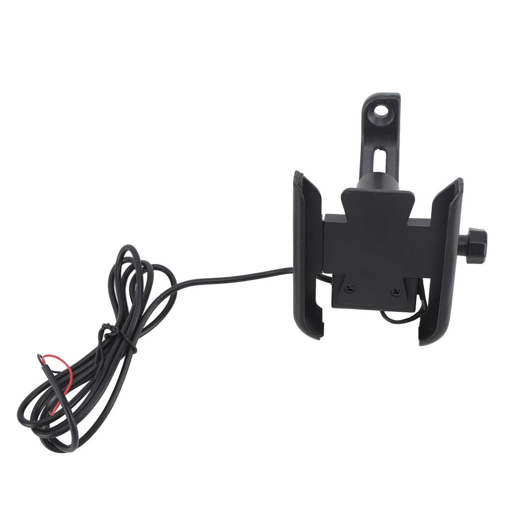 Black Motorcycle Scooter Charging Phone Holder 360 Degrees  Rotation ATV Tricycle Mount Bracket for 4‑6.5in DC12V