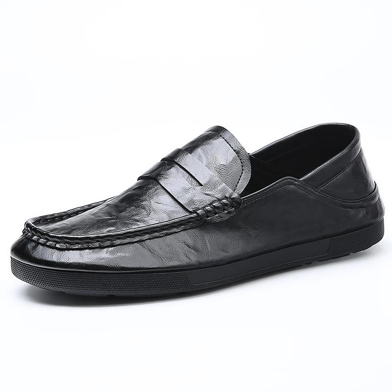 

Туфли Doudou из натуральной кожи мужские туфли 2025 новые лоферы трендовые туфли мужские корейская версия универсальные туфли на одном ходу повседневные кожаные туфли 38 чёрный