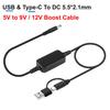 USB Type C to DC 5.5x2.1mm 5V 9V 12V boost Power Supply Cable for Router LED Light Speaker CCTV Camera, USB Charger boost Cable