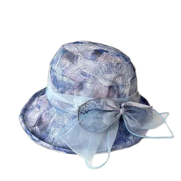 Female summer breathable bucket hat in the elderly mother organza flower pot hat sunscreen sun hat cool hat