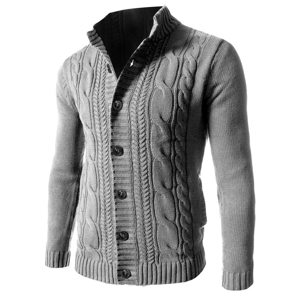And Winter Men's Fashion Loose Cardigan Warm Lapel Hooded Jacket Sweater Knitted Coat
