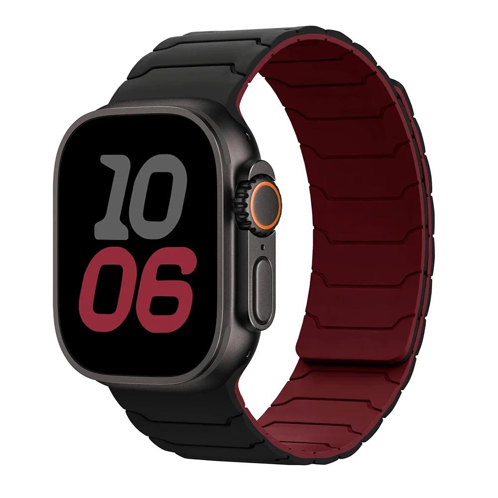 Strap For Apple Watch Ultra 2 Band 49mm 44mm 45mm 40mm 42mm 46mm 41mm 38mm Magnetic Silicone Bracelet IWatch Series 10 SE 9 8 7