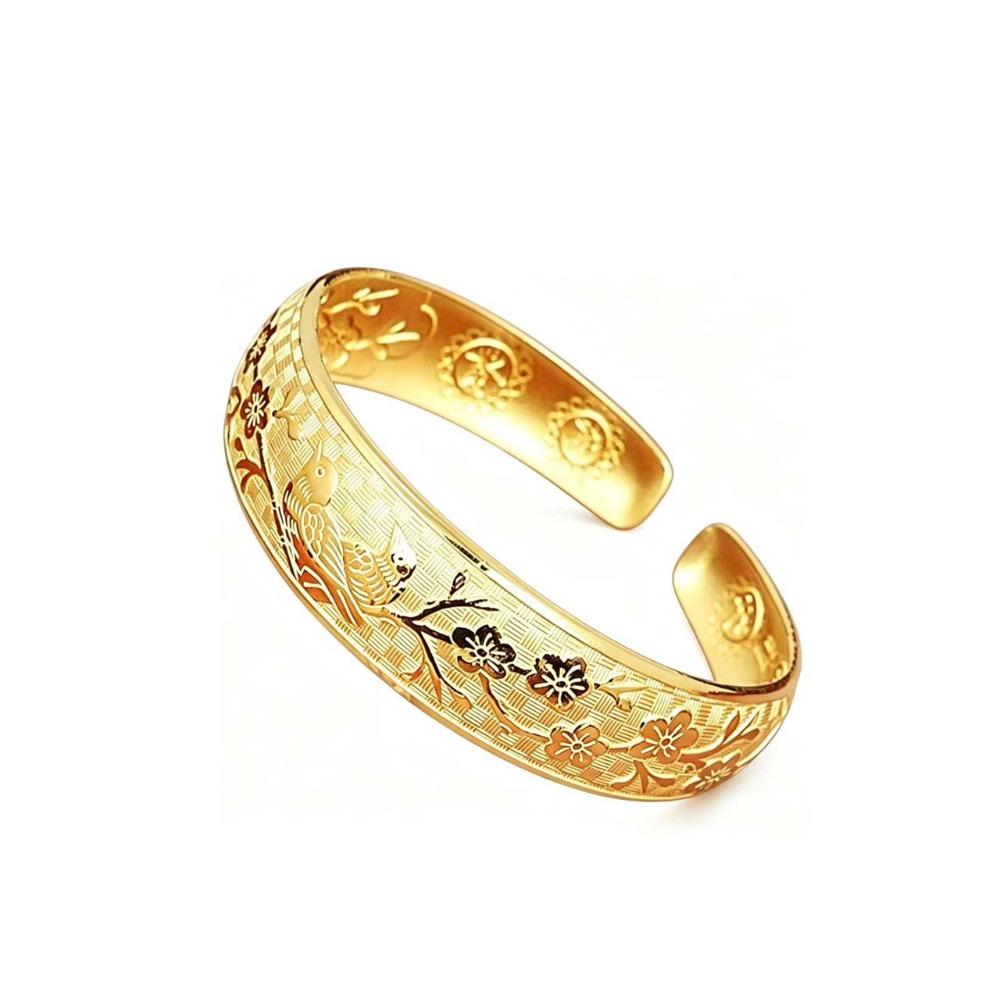 Adjustable Magpie Cuff Bangle Engraved Auspicious Open Bangle Vintage Bird Wristlet Wedding