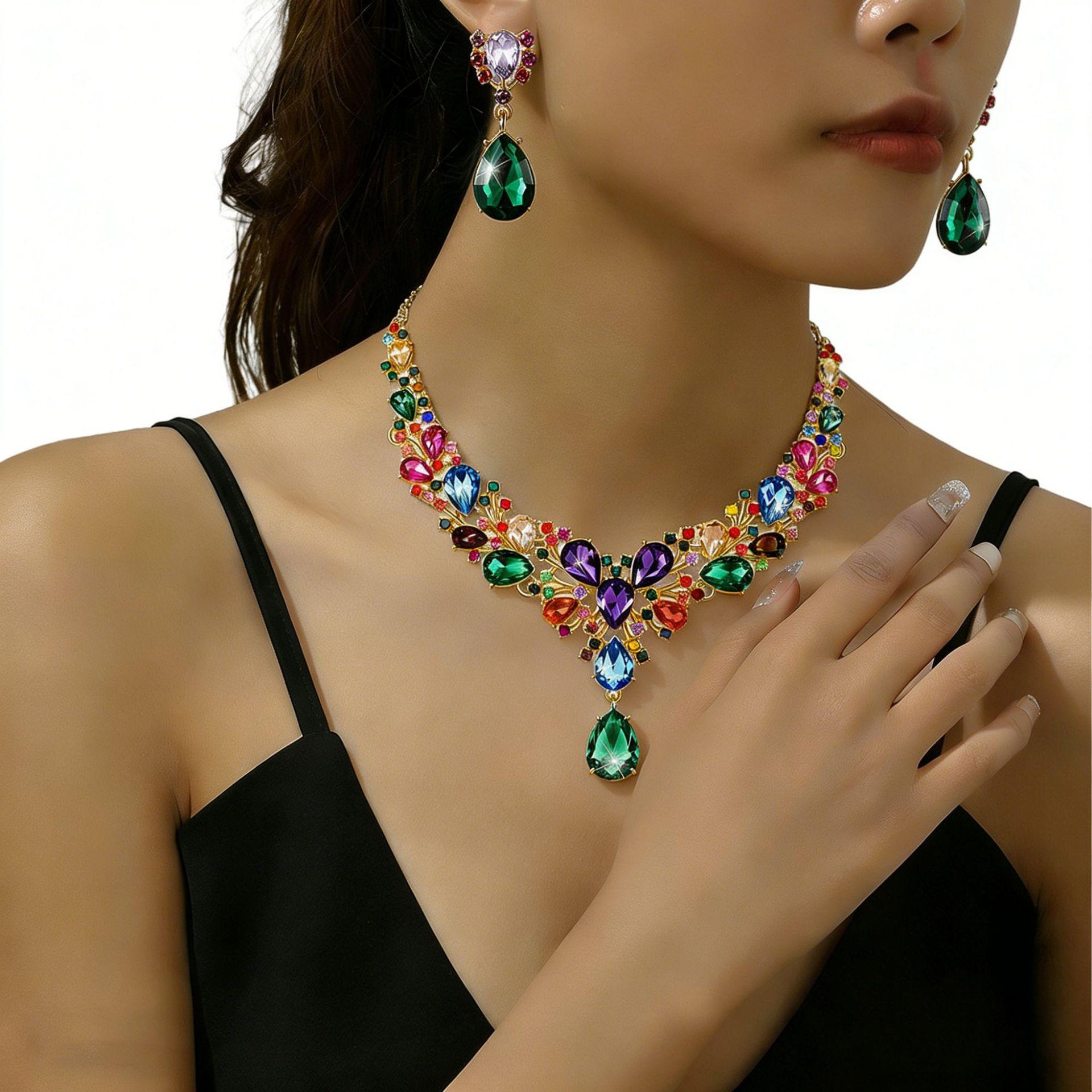 

Water Drop Crystal Premium Bridal Accessories Necklace Earrings Bracelet Jewelry Set