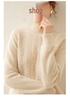 Women's High Neck Cashmere Pullover - Long Sleeve Solid Color with Diamond Cable Knit Pattern for Fall and Winter