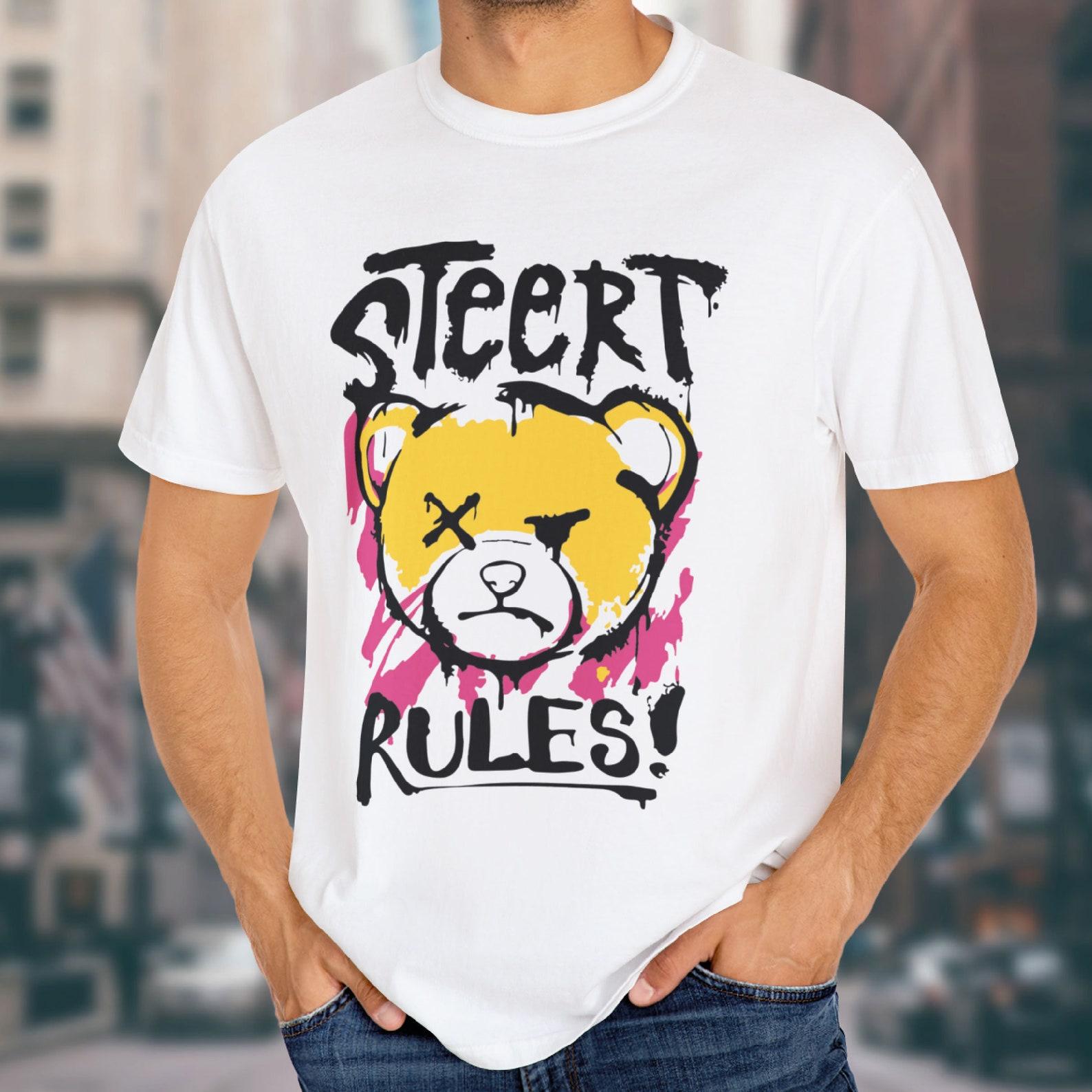 Bear Street Rules Unisex T-shirt, Teddy bear graffiti Tee, streetwear shirt, sublimation, graffiti tee, graffiti bear t-shirt 4XL