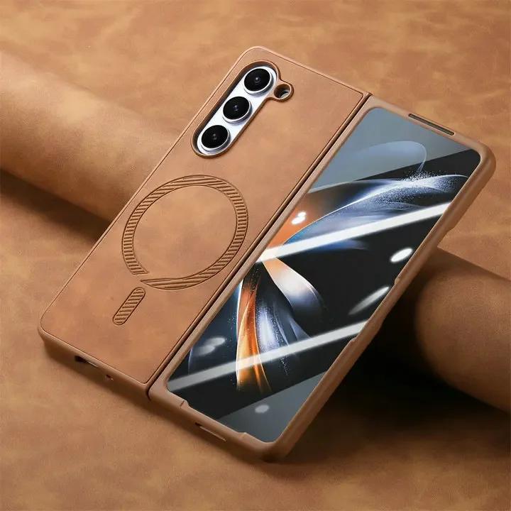Luxury Busines Sle Leather Magnetic Magsafe Phone Case for Samsung Galaxy Z Fold 7 6 5 4 Coque Shockproof Protection Back Cover