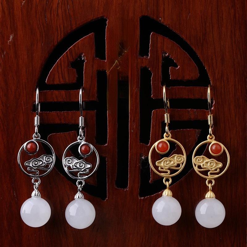 Tancise 925 Sterling Silver Jade Zircon Earrings Drop Earrings For Women Wedding Party Gifts