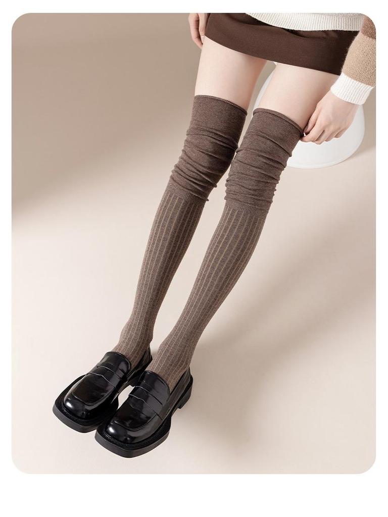 Women's Over-the-Knee Slouchy Boots Socks - Autumn/Spring, Loose Fit, Plus Size, Vertical Stripes