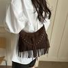 Korean Suede Crossbody Bag Rivet Ethnic Style Handbag Sweet Tassel Shoulder Bag  Travel