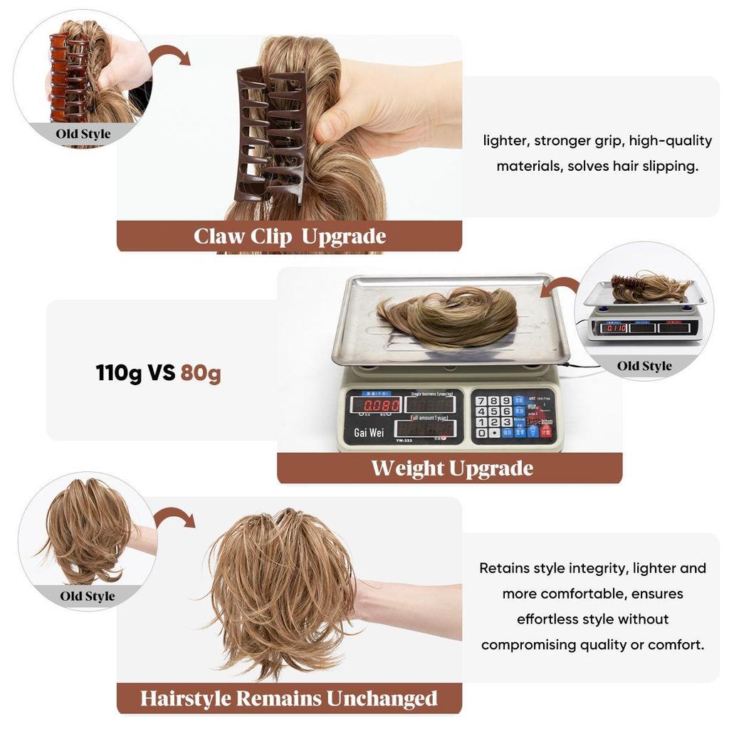 Adjustable High-Temperature Silk Short Curly Clip-On Ponytail Wig for Women