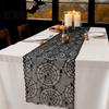 Seasonal Event Tablecloth Cobweb Lace Table Runner, Black Spider Web Gothic Runner for Halloween Dining Table, Holiday Home Decor Creepy