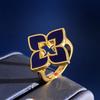 ] Multi-colored Four-leaf Clover Hollow Ring, Four-petal Flower Diamond Ring, Gold-plated Process, Advanced Texture