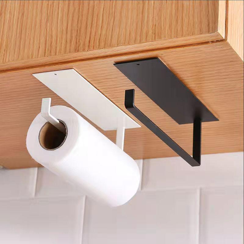 2PCS Kitchen Paper Rack Cabinet Tissue Roll Paper Rack Towel Rack Wall-mounted Storage Rack Wipe Storage Hanging Organizer Hook Holder