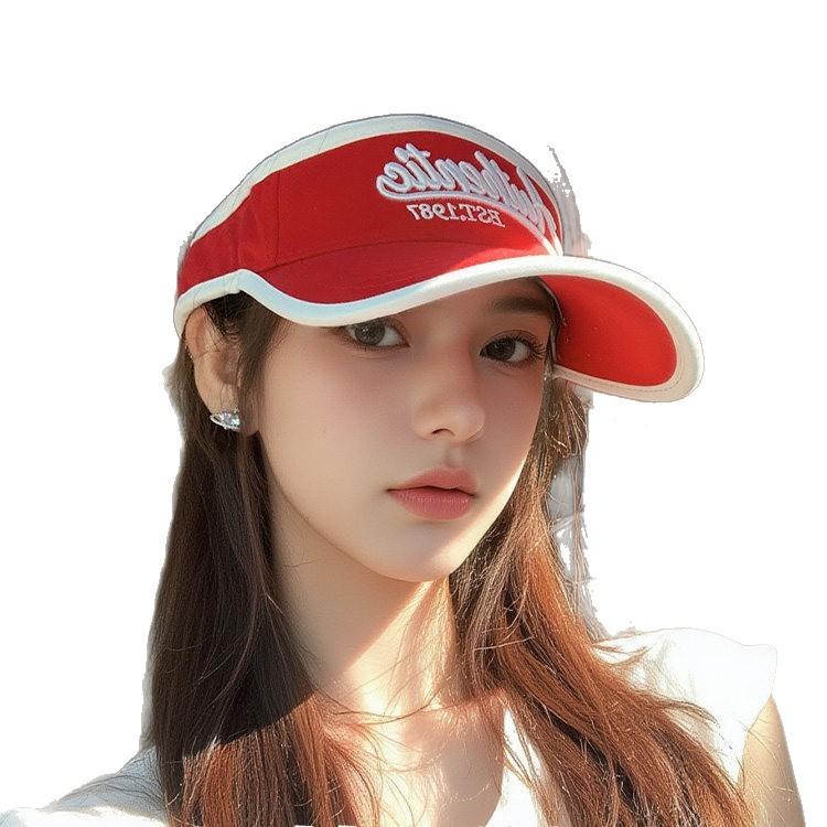 Letter Embroidered Outdoor Sports Sun Protection Hat for Women, Summer UV Protection Open-Top Duckbill Cap Sun Hat