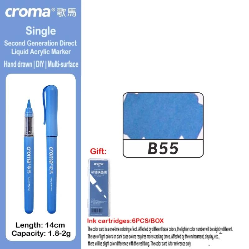 Croma 160/1 Farben Nachfüllbares Direktflüssig-Acrylmarker-Set mit Weicher Spitze, Waschbarer Aquarellpinsel Schulausstattung