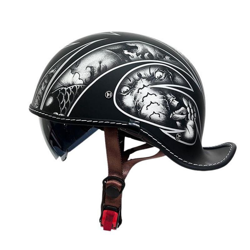Retro Cocked Tail Motorcycle Helmet Half Shell Prince Cruise Style for Men And Women Four Seasons Personality Riding Gear