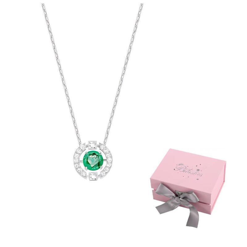 Swarovski Una Beating Heart Faux Crystal Stone Necklaces Womens Green F-Pink bow gift box