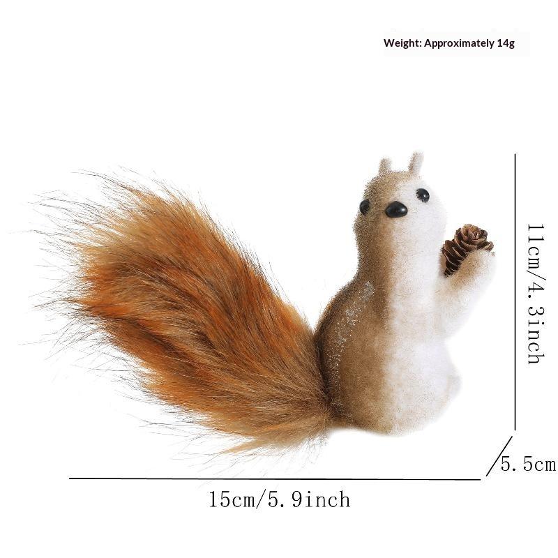 Cute Realistic Plush Squirrel Christmas Hanging Ornaments Pinecone Fluffy Tail Tree Party