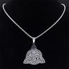Witch Triquetra Trinity Celtic Knot Necklace Stainless Steel Pentagram Triple Moon Goddess Necklaces Jewelry Collar N3406S02