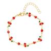 New Design Colorful Crystal Flower Bracelet for Women Minimalist Sweet Love Heart Cherry Bracelet Party Banquet Jewelry Gift