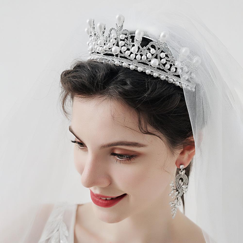 Headpiece Rhinestone Crown With Pearl Classic Crystal Princess Wedding Crowns Bridal Tiaras for Party Hair Accessories