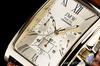 JMW TOKYO Square Gold Square Limited Seiko Quartz Leather Genuine Simple Popular for Day Gift to 300 pieces Men's Watch, & Brown, Rectangular, Men's