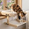 Lit de fenêtre pour chat avec cadre en bois Coussin en peluche Hamac pour chat Meubles pour animaux de compagnie Perchoir pour chat Hamac Utilisation à domicile
