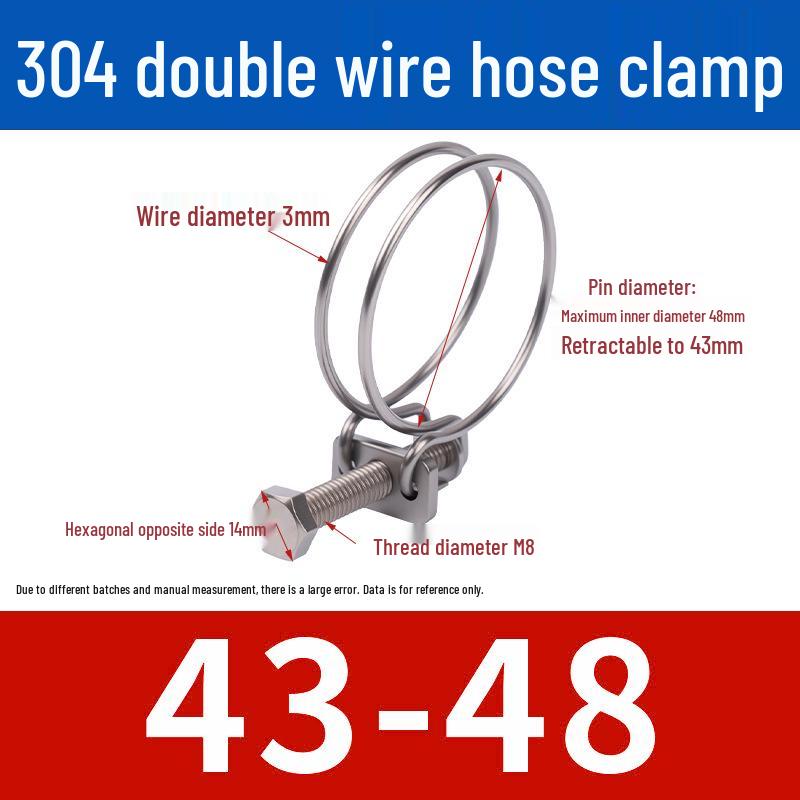 Doppeldraht-Schlauchschelle aus Edelstahl für Feuer-, Wasser-, Gasleitungen - Verdickt