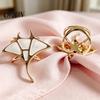 Tulip Shape Scarf Holders 4Pcs Rings for Women, Clip with Ginkgo Leaf/Seashell/Tulip/Faux Decorative Coat Belts Pearl Shell Design, Metal Buckles