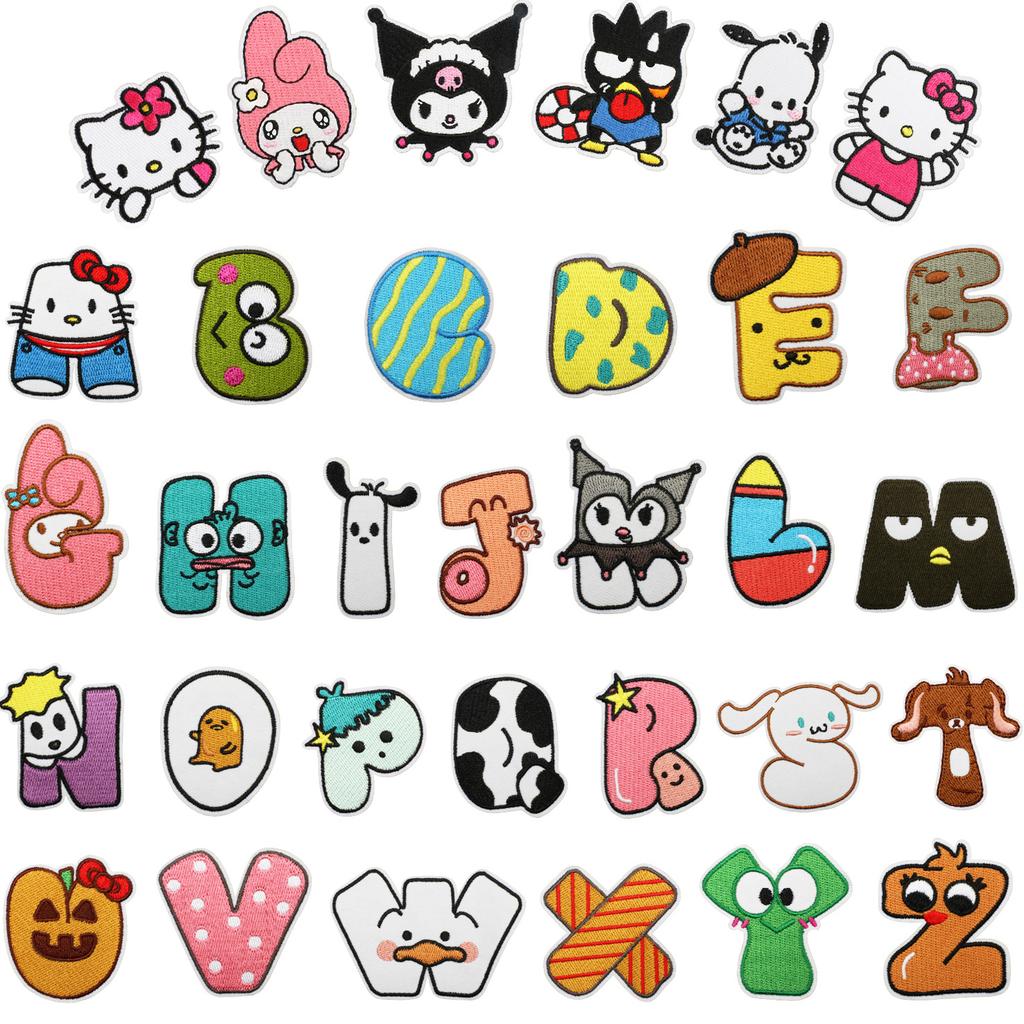 Animated Kitten Embroidery Cloth Sticker, Clothes Bag Decoration, Puppy Letter Computer Embroidery Label, English Letter Patch Sticker