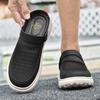 2026 Summer Mesh Slides Sandals Men Open Back Casual Shoes Mules Leather Backless Loafers Slippers Half Shoes Slip On Flats